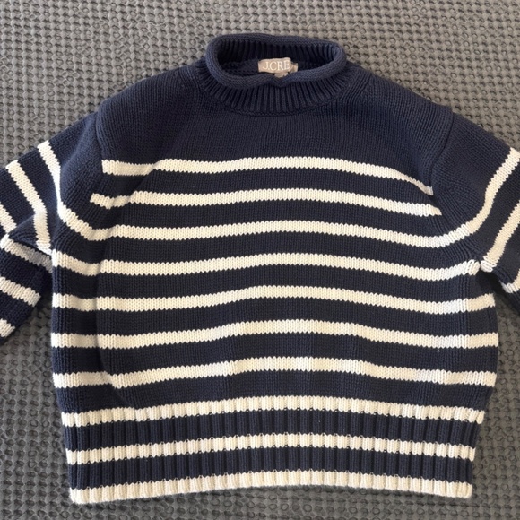J CREW Rollneck™ Cotton Knit sweater in stripe BV396 Extra Small Navy & White - Picture 4 of 7